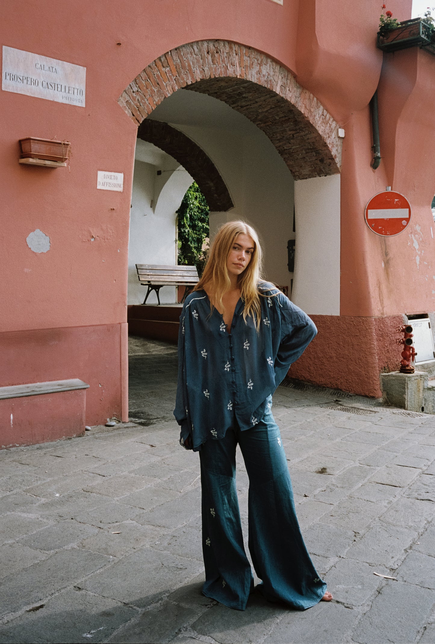 SERPENTINE EMBROIDERED FLARE