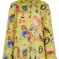 Colorful yellow floral patterned shirt on a white background
