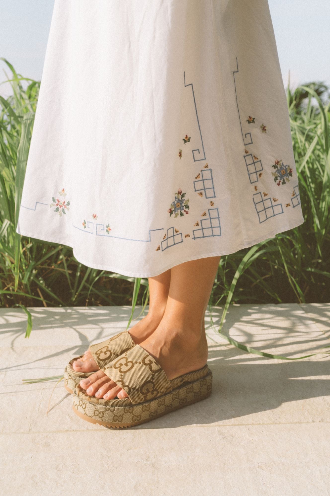 BOWIE EMBROIDERED BIAS SKIRT