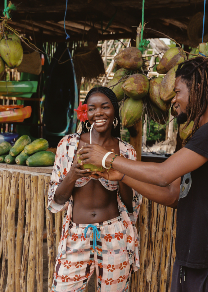 women wearing matching floral pink patterned set