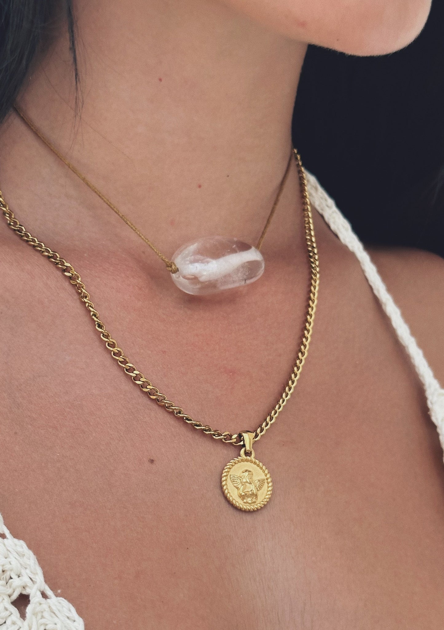 RADIATE CLEAR QUARTZ CHARM NECKLACE