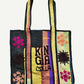 KINGA CSILLA KC SOURCED INDIAN KANTHA TOTE BAG with embroided branding and floral details. Yellow multi.