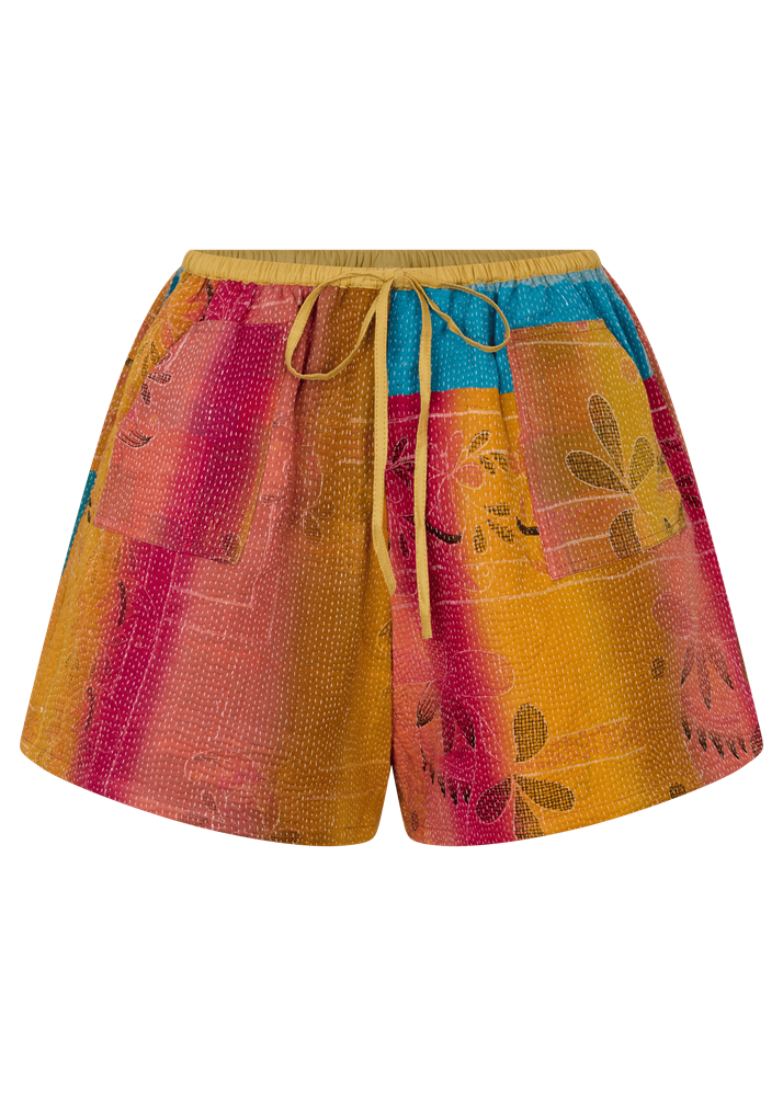 Colorful shorts with a pattern on a white background
