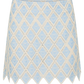 Light blue and white patterned skirt on a white background