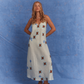 Kinga Csilla Aquarius Sia slip dress studio front view baby blue linen maxi with celestial print