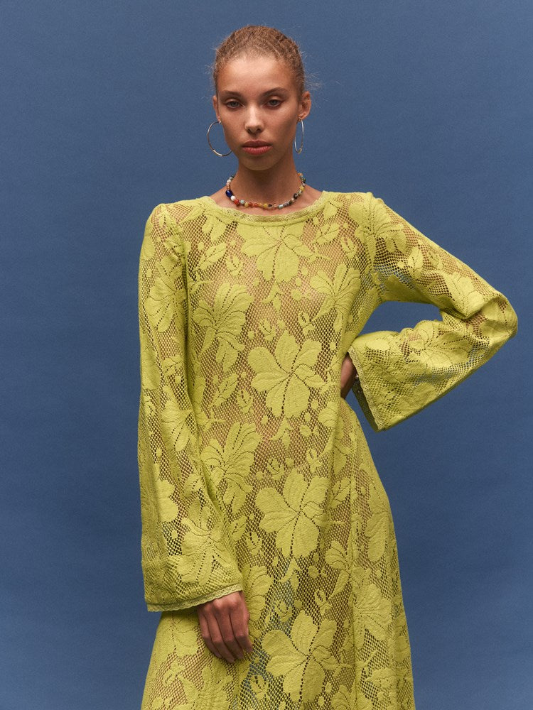 CitronNova Lace Cherry Maxi Dress