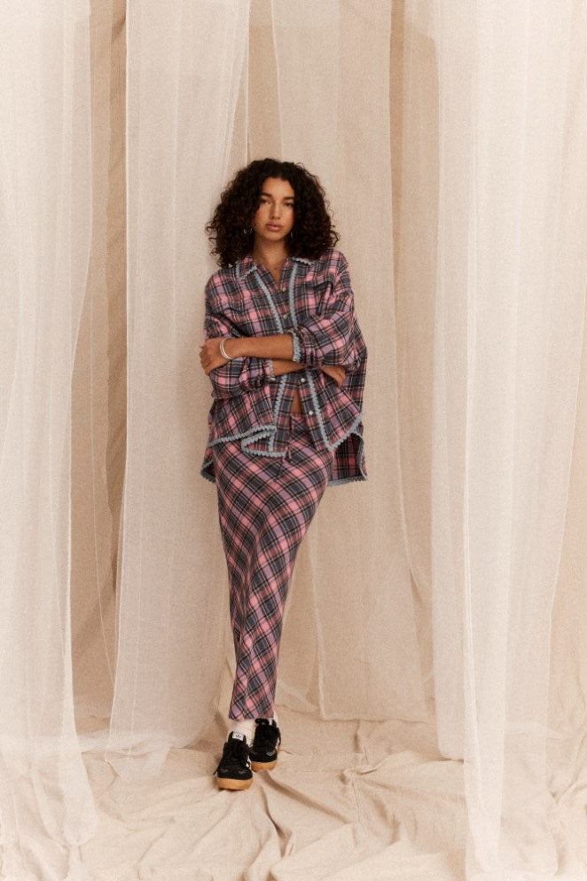 ETOFFE CHECK COLUMN SKIRT