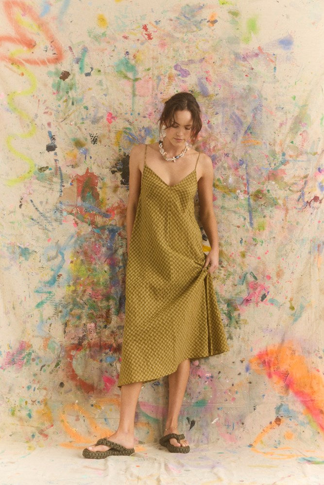 HULIA CHECK DAJE SLIP DRESS