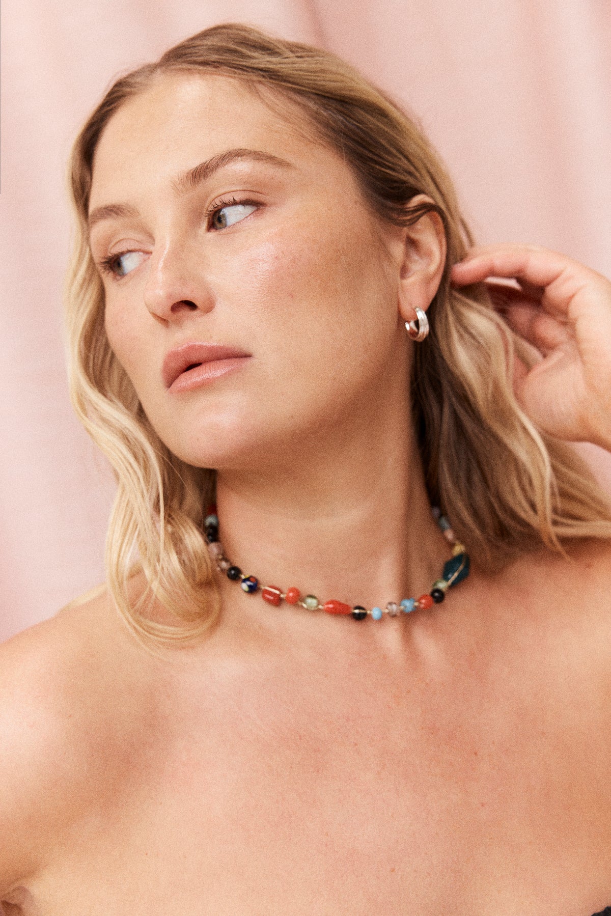 Rainbow Glass Bead Necklace