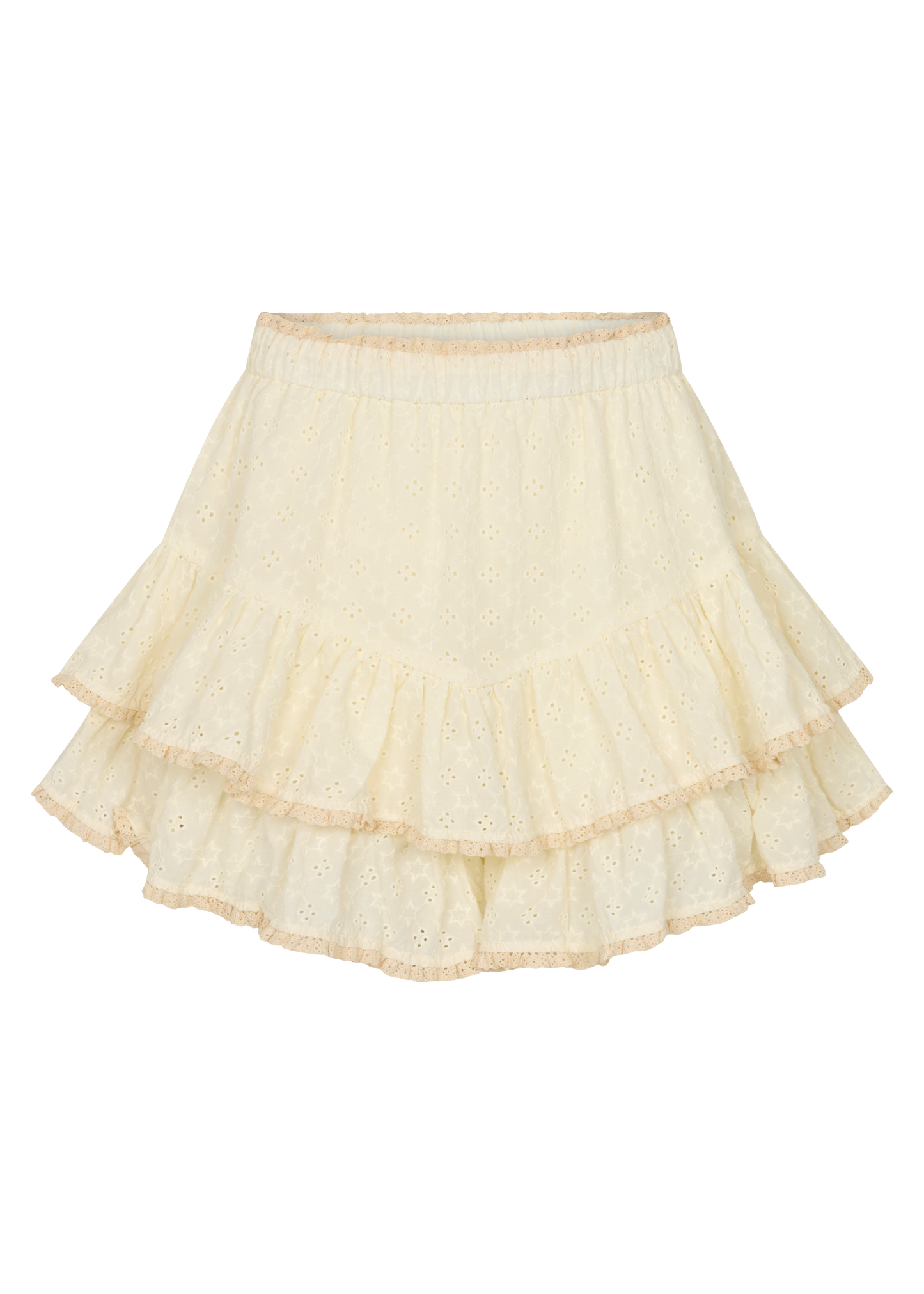 Beige ruffled skirt on a white background