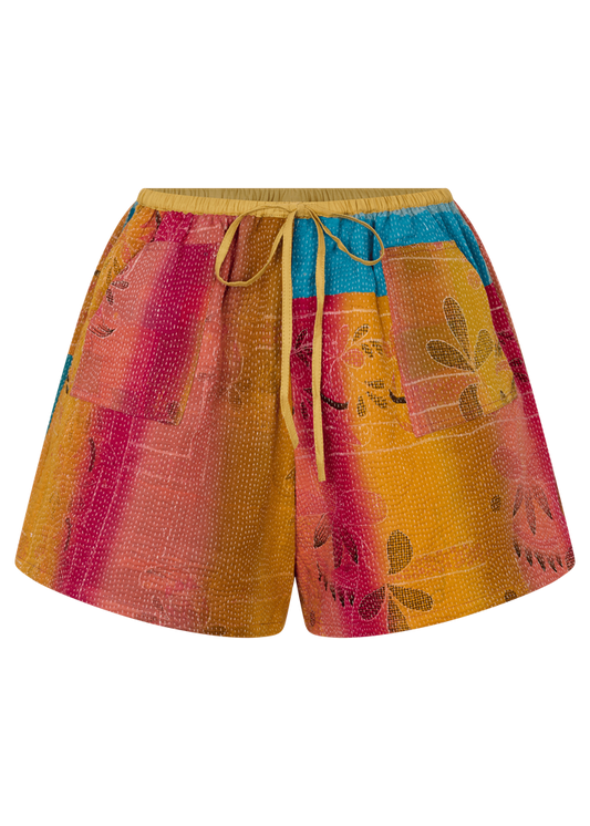Colorful shorts with a pattern on a white background