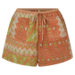 Patterned shorts with drawstring on a white background