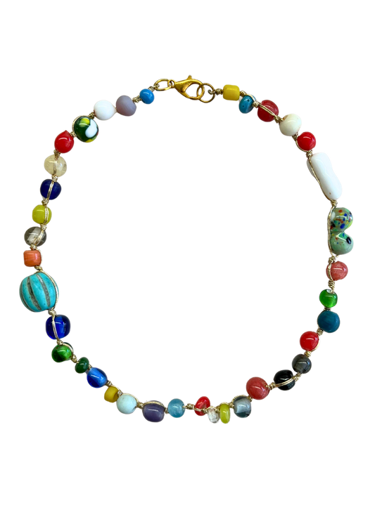 Rainbow Glass Bead Necklace