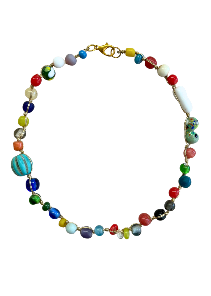 Rainbow Glass Bead Necklace