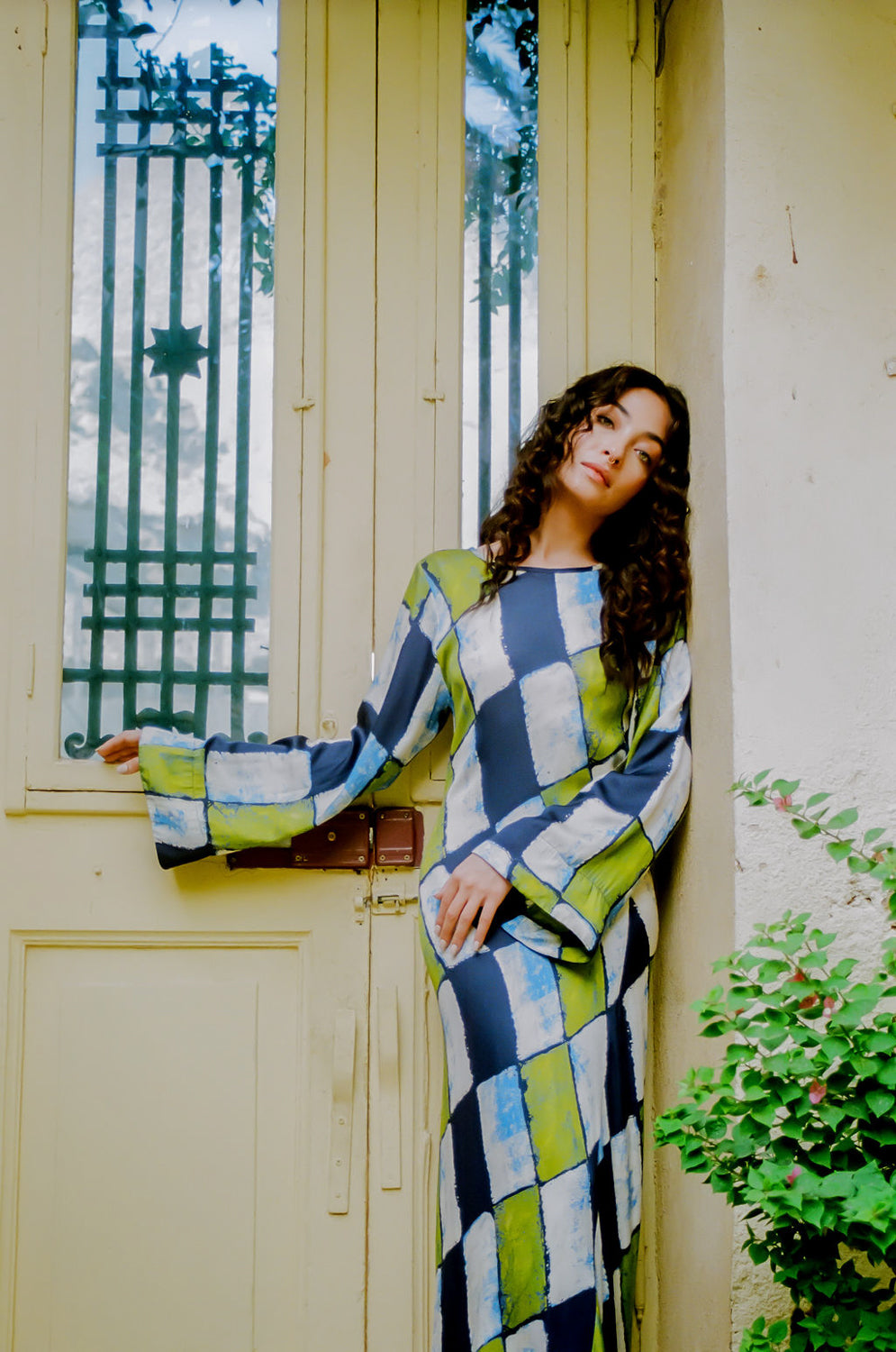 ORO TILE OLIVE MAXI DRESS