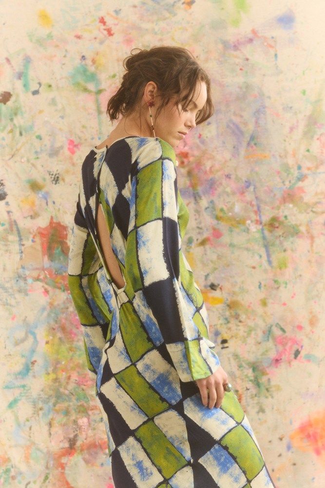 ORO TILE OLIVE MAXI DRESS