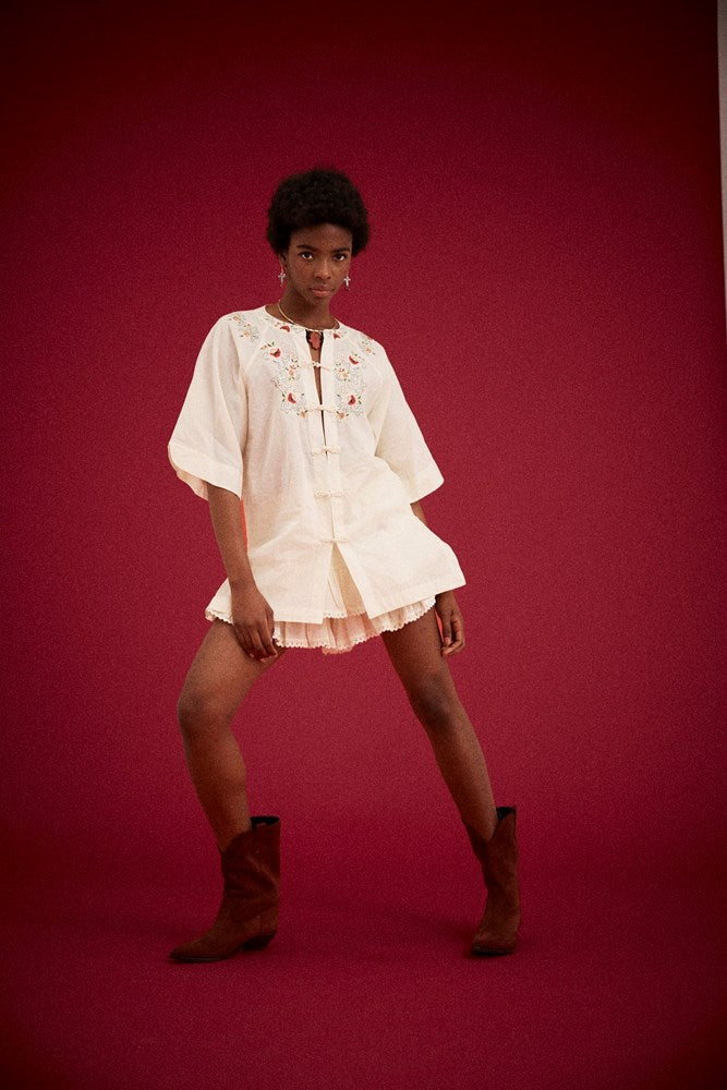 REKA EMBROIDERED BERRY SHIRT