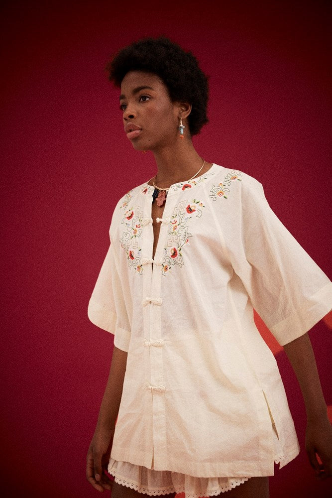 REKA EMBROIDERED BERRY SHIRT