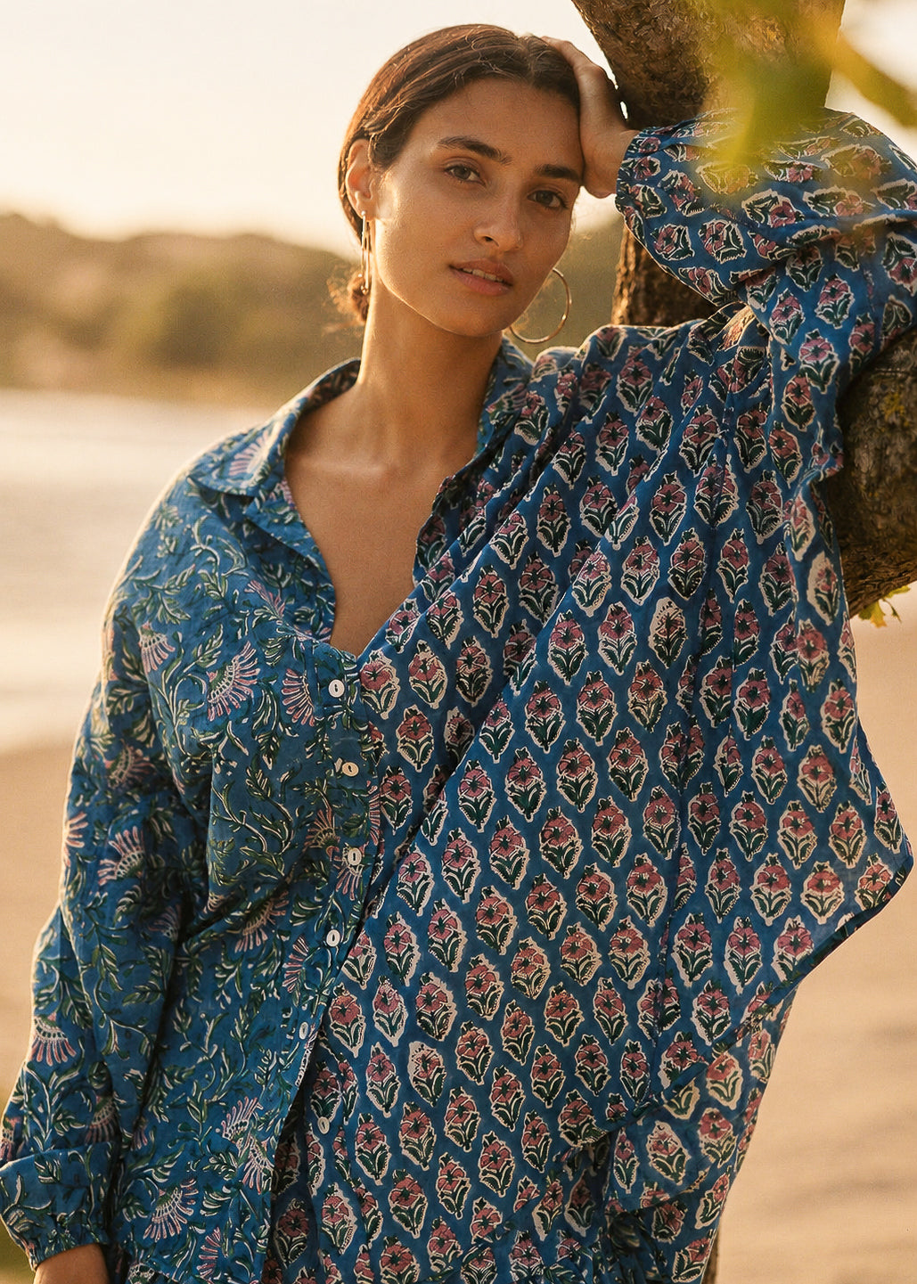Zaffre Block Print Chalm Shirt