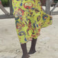 yellow floral patterned midi dress